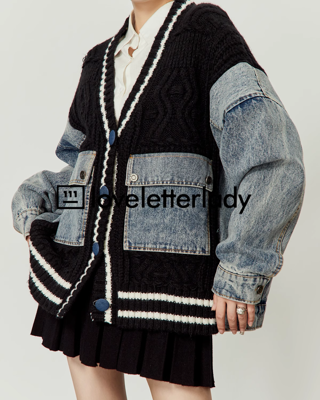 Vintage Stitched Denim Knit Jacket LLA0407