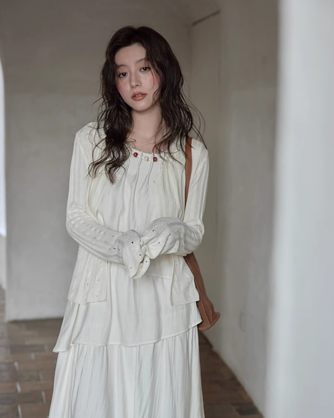 Asymmetrical Tiered Dress / Summer Knit Cardigan SMS0001
