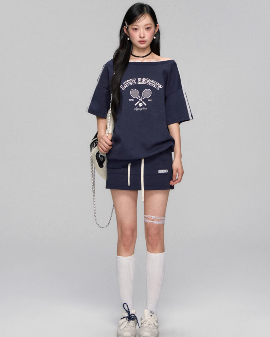 One Shoulder Sweat Top / Sweat Mini Skirt ASG0044