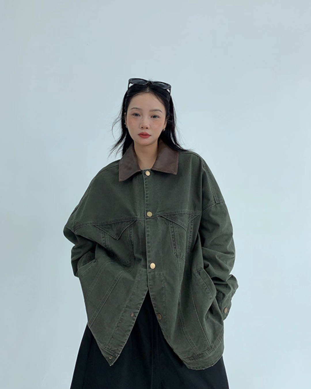 Leather Collar Military Jacket YLS0914