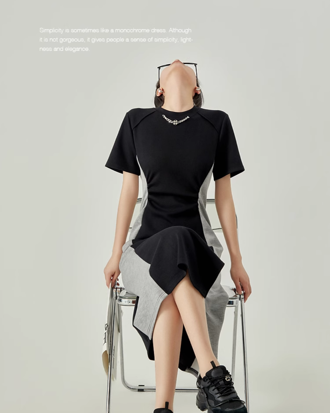 Contrast Waist T-Shirt Dress LLA0429