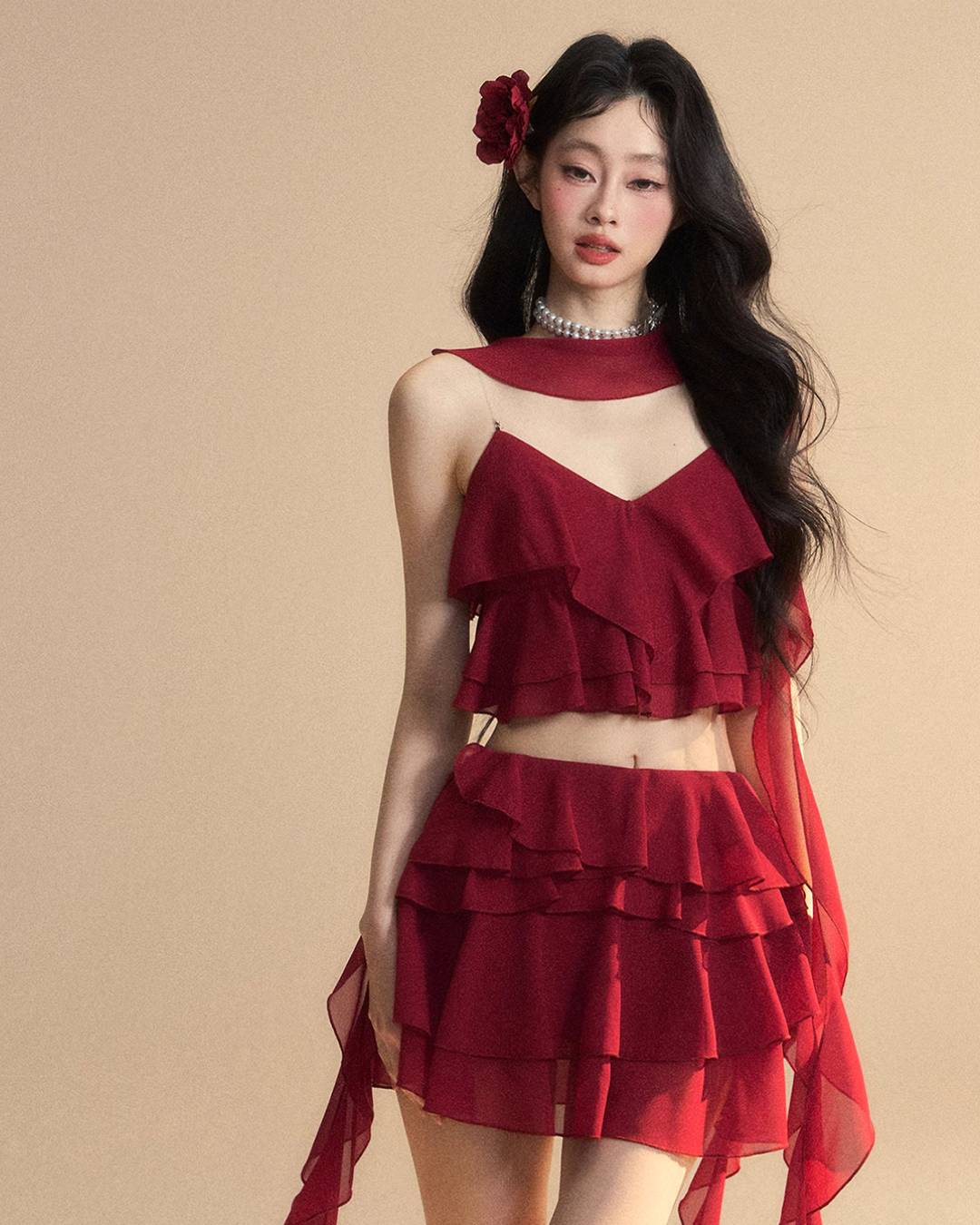 Chiffon Ruffle Tops / Chiffon Skirts LAS0019