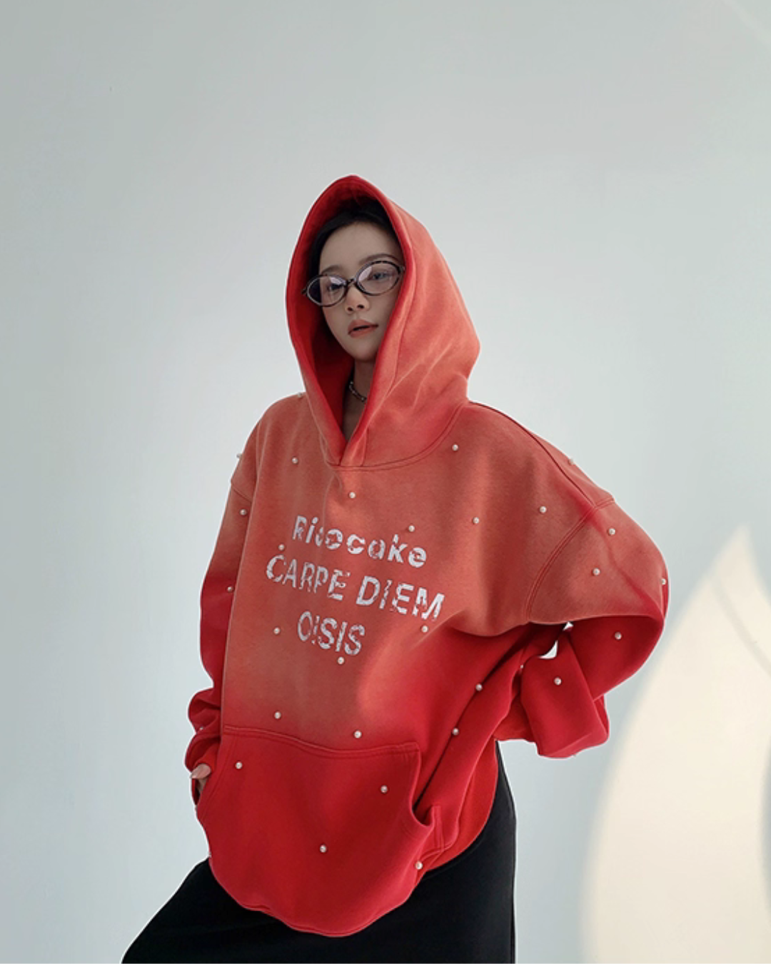 Gradient Studded Sweatshirt Hoodie YLS0987