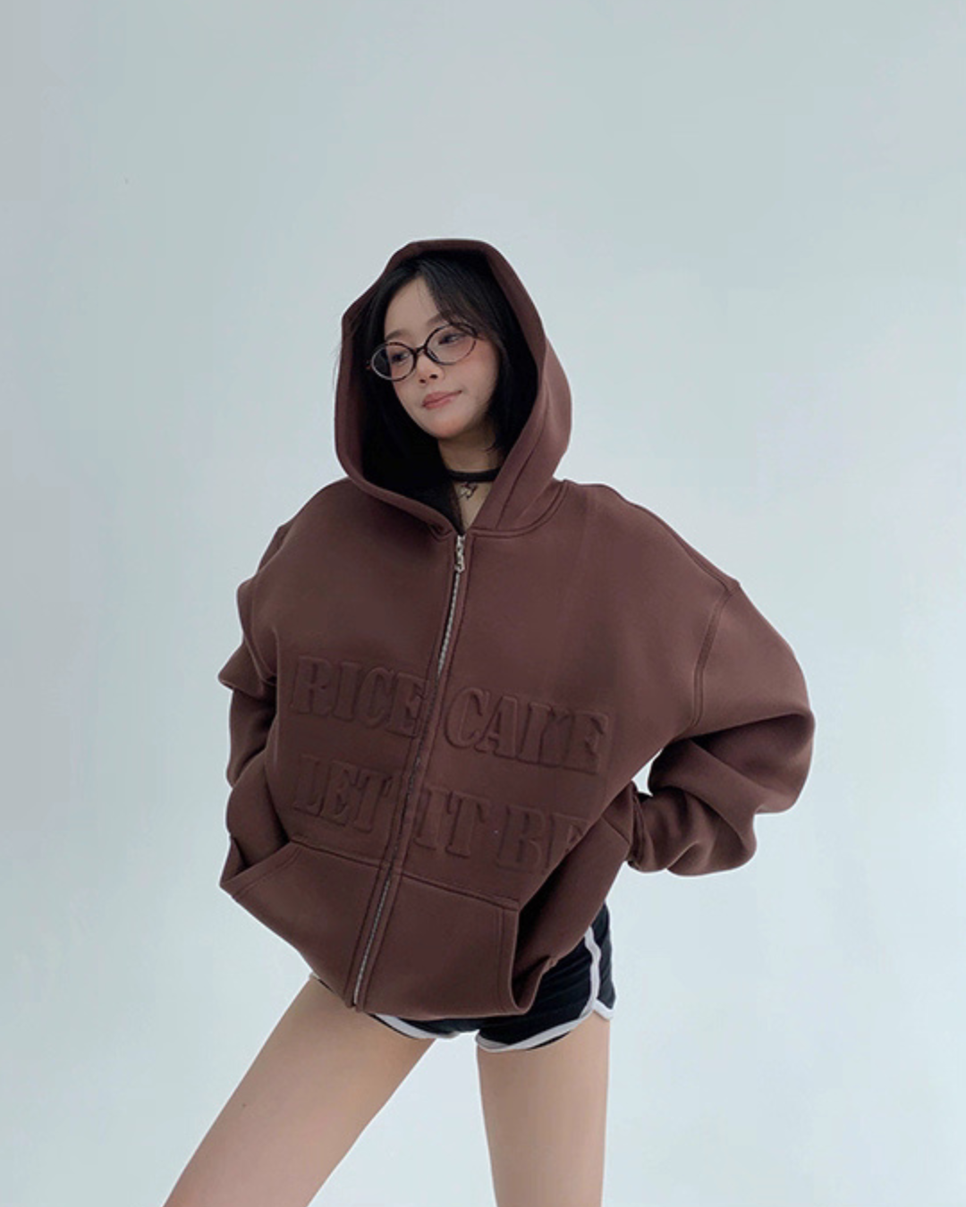 Embossed Logo Zip Hoodie YLS0910