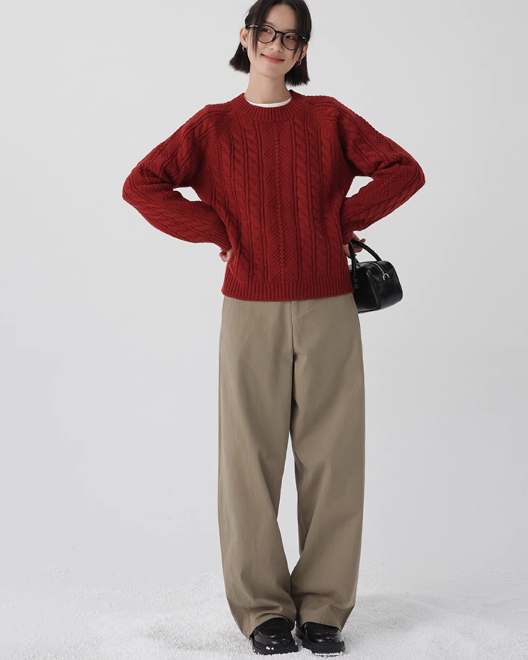 Cable Braided Round Neck Knit LCL0011