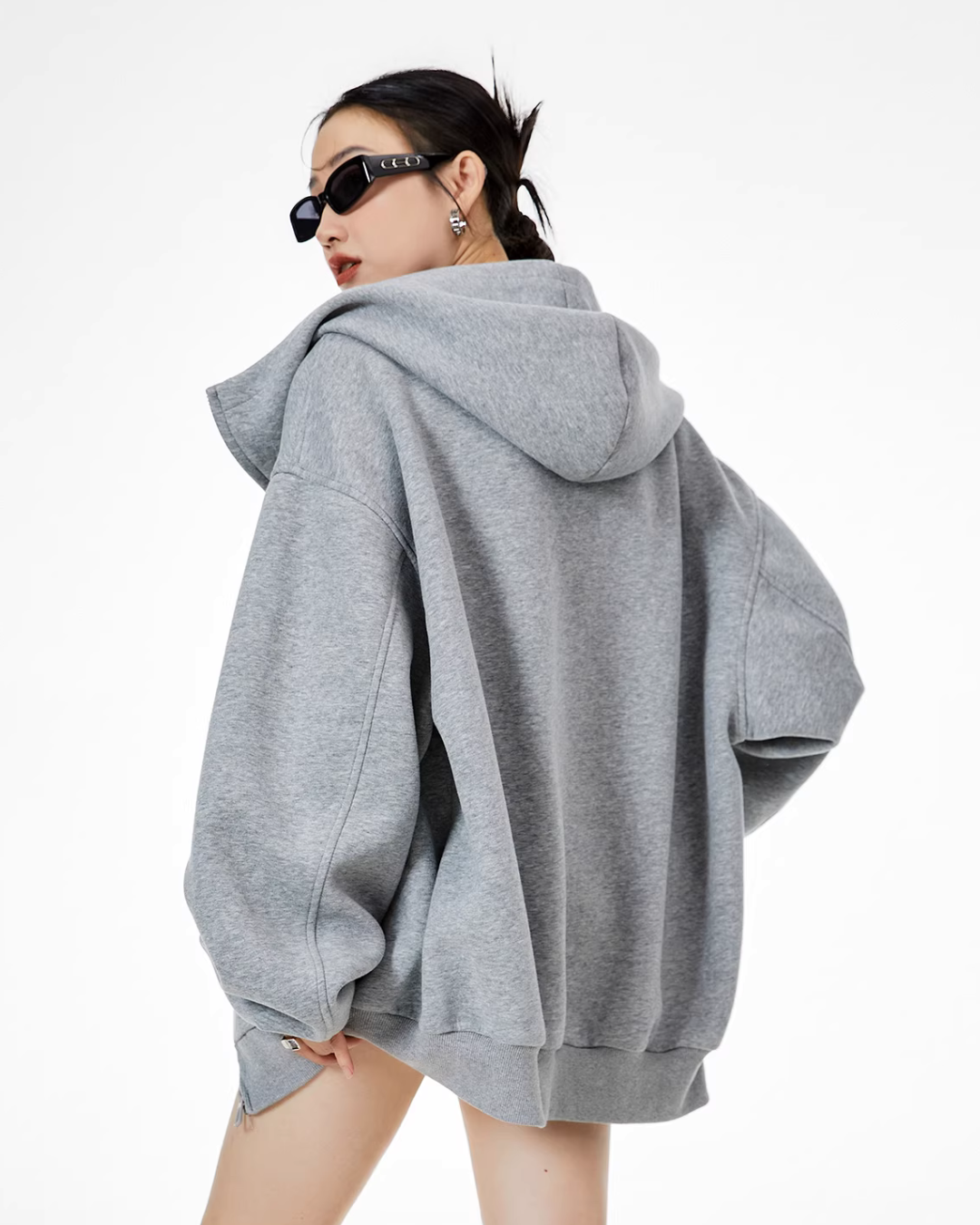 Retro Plaid Stitched Zip Hoodie ICM0069