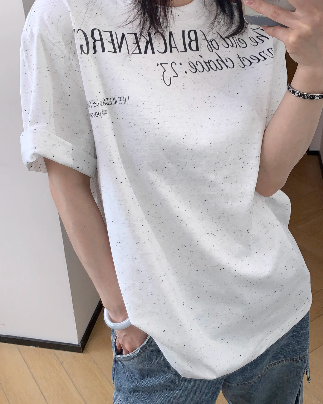 Dot Fabric Print Short Sleeve T-Shirt YLS0838