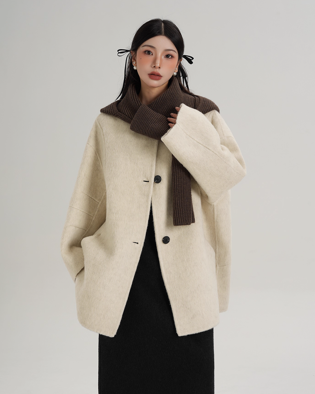 Scarf Design Wool Coat SRS0375