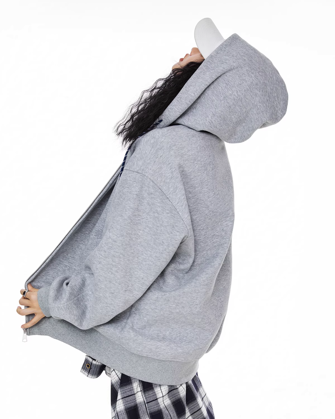 Oversized Drawstring Full Zip Hoodie ICM0073