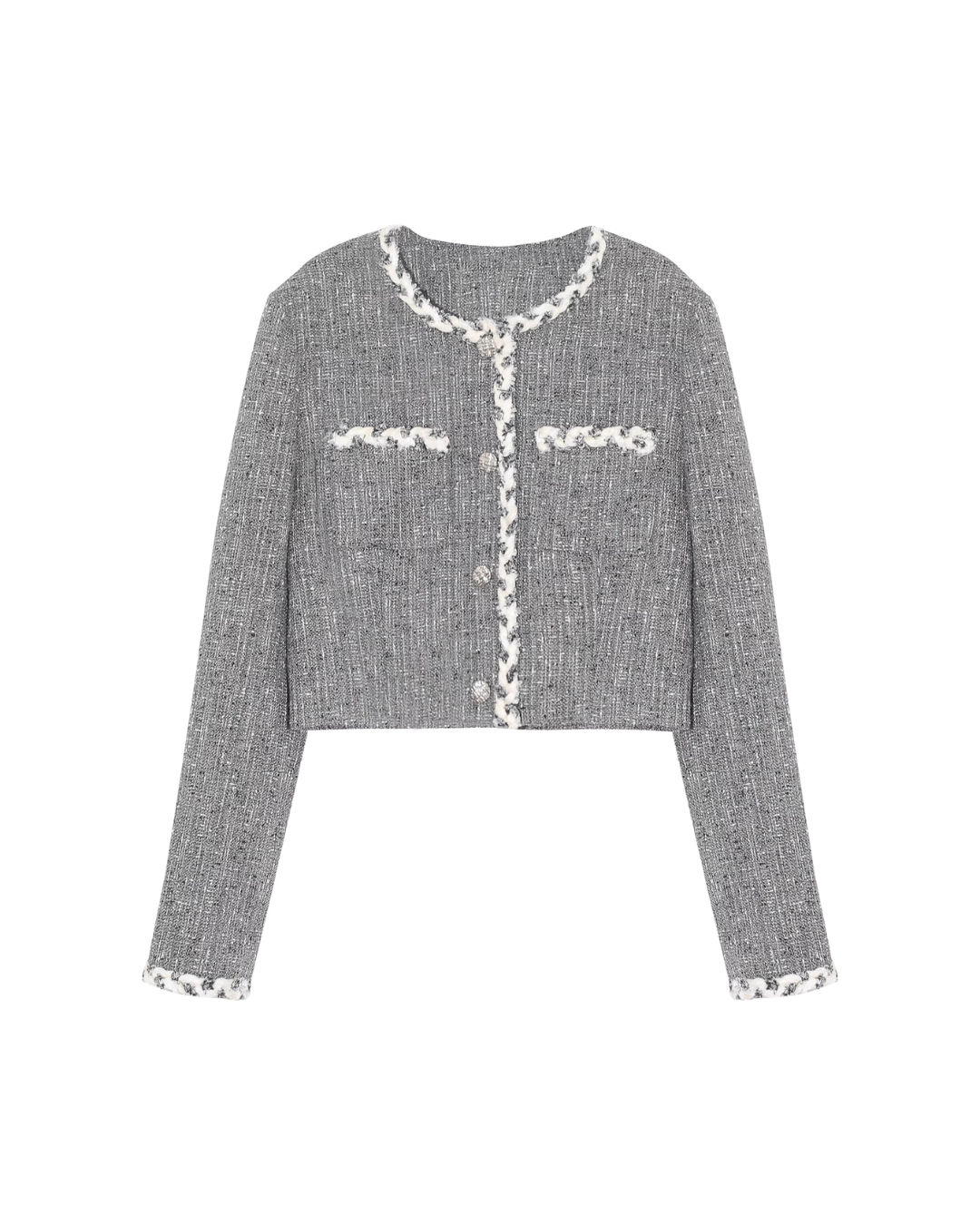 Color Contrast Stitch Tweed Jacket WDB0018