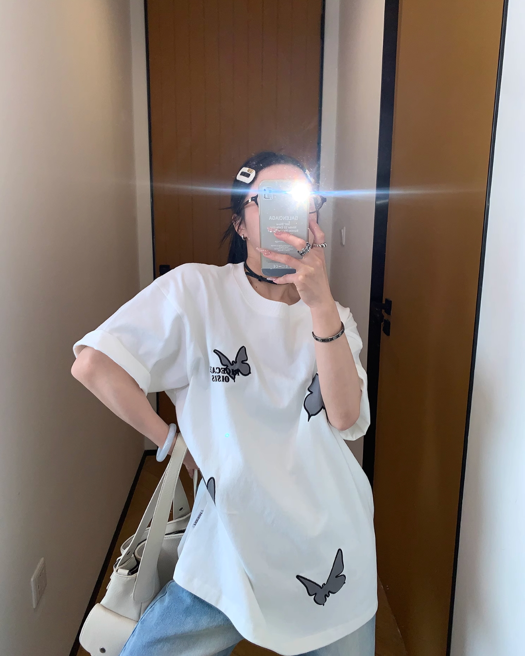 Butterfly Patch Short Sleeve T-Shirt YLS0836