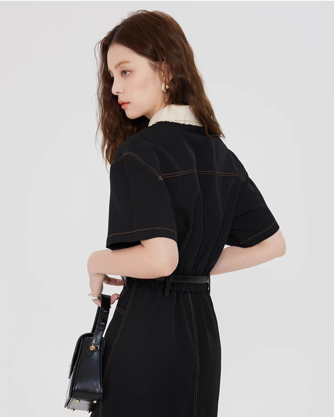French Collar Denim Dress LSN0006