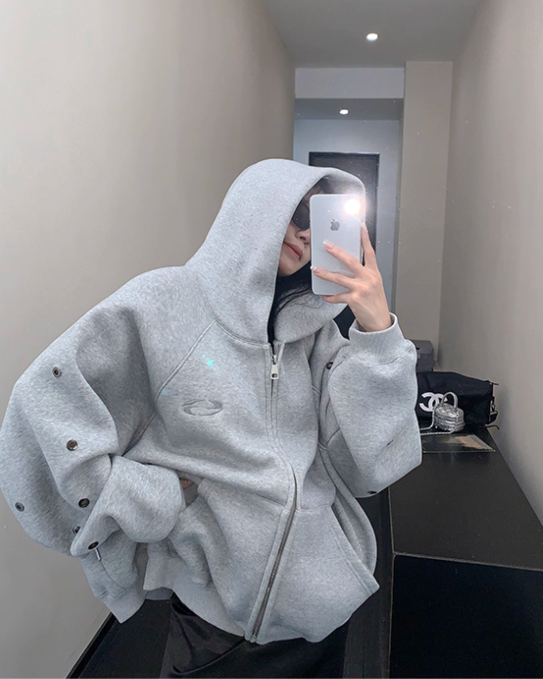 Hollow Out Zip Up Hoodie YLS0988