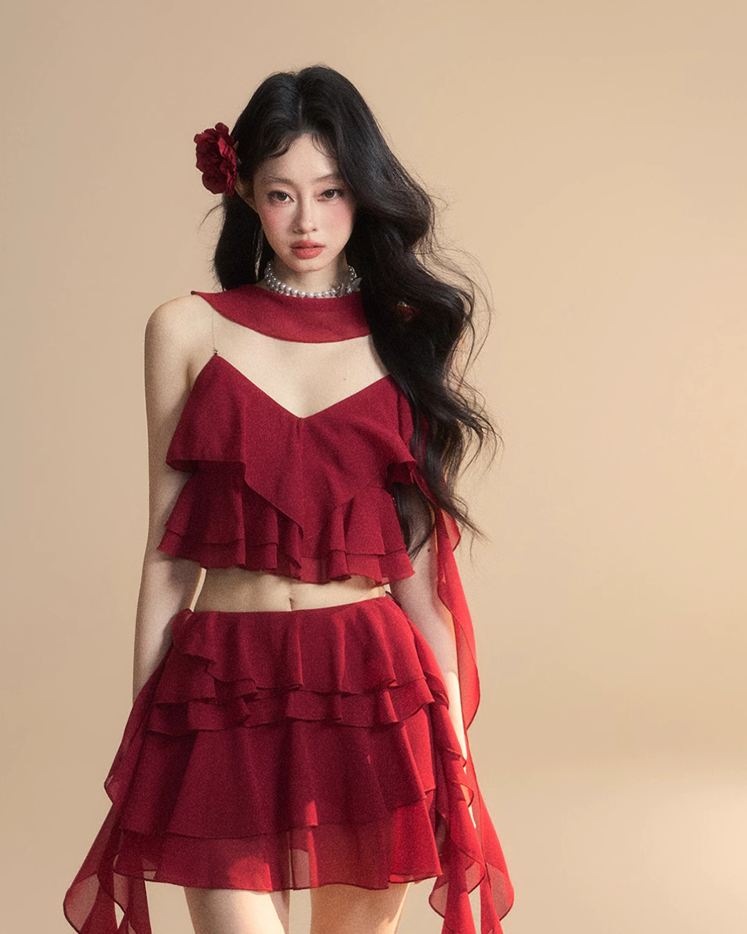 Chiffon Ruffle Tops / Chiffon Skirts LAS0019