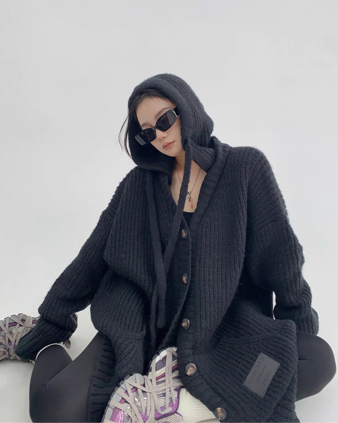 Hooded Knit Cardigan YLS0488