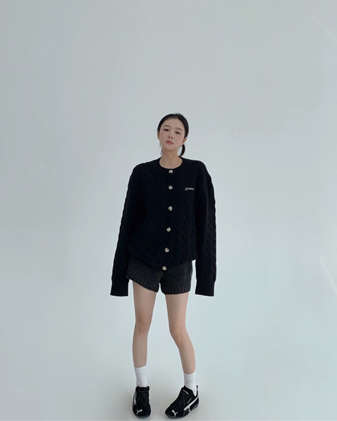 Round Neck Cable Knit Cardigan YLS0978