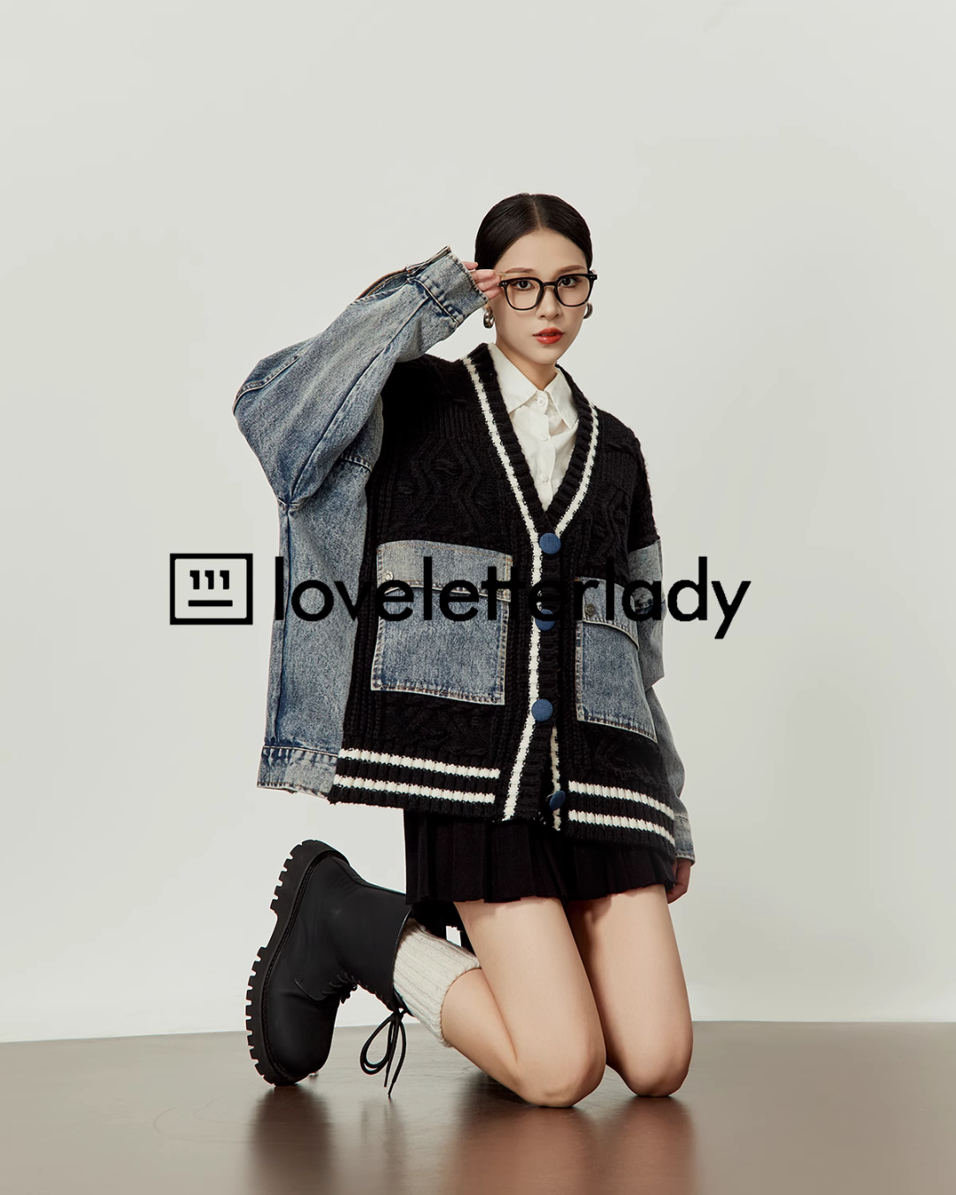 Vintage Stitched Denim Knit Jacket LLA0407