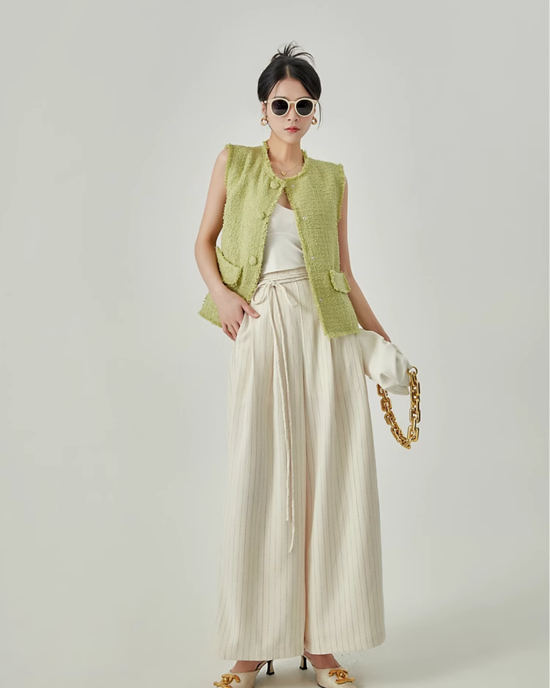 Stripe Halter Neck Vest / Wide Pants LLA0435
