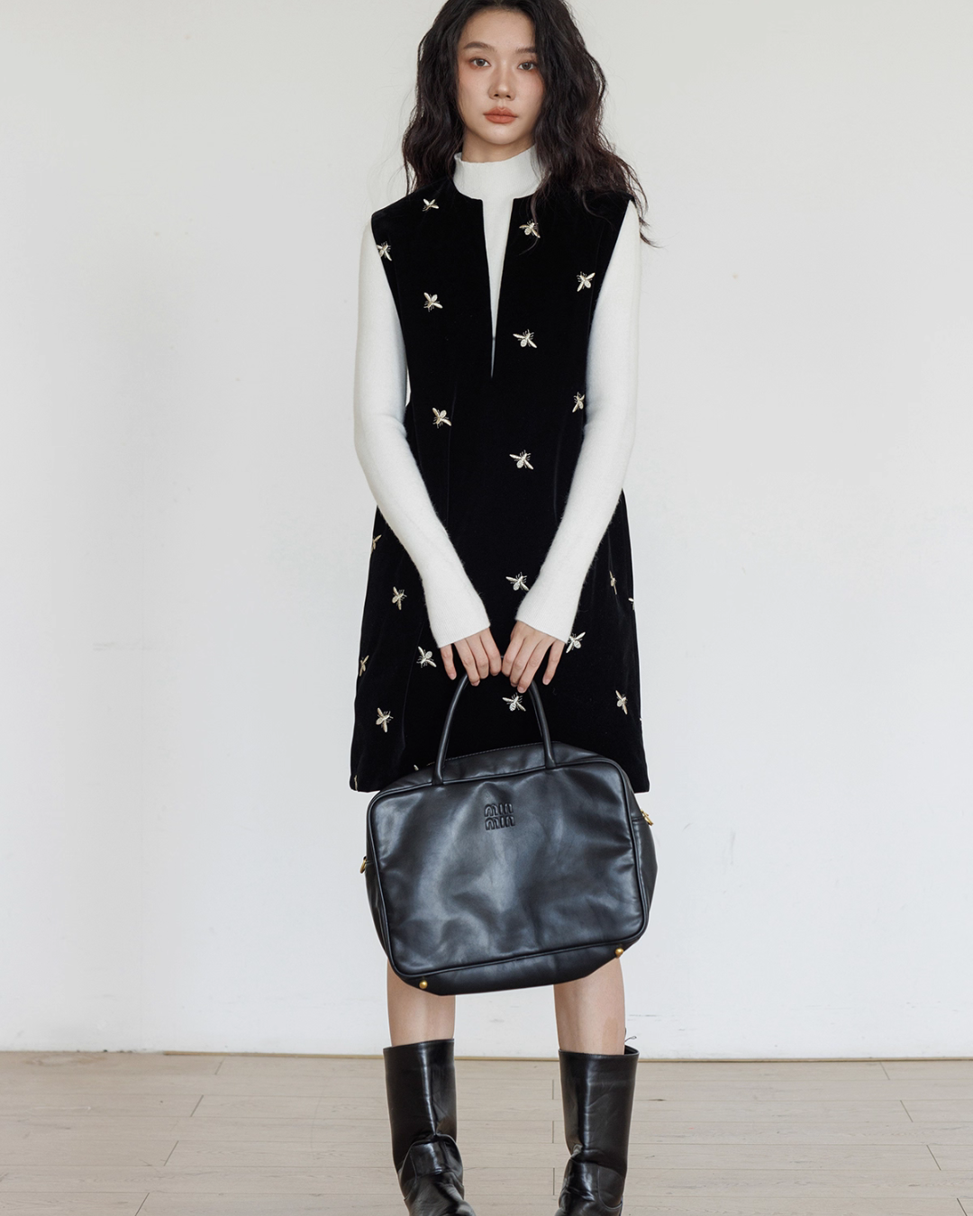 V-Neck Embroidered Vest Dress VAS0136