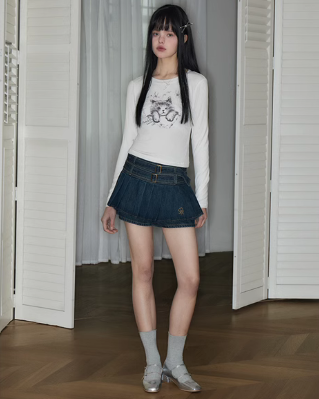 Cat Print Long T-Shirt PUC0011