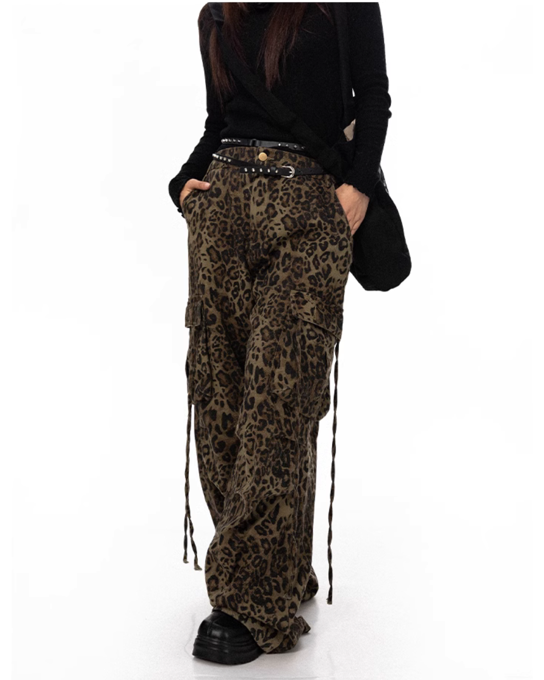 Leopard Wide Cargo Pants BLB0030