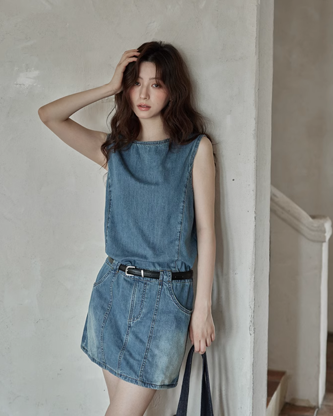 Sleeveless Denim Mini Dress SMS0016