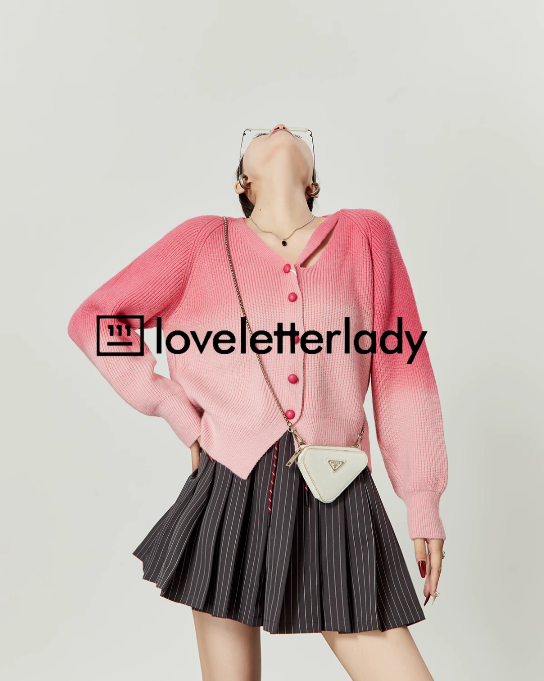 Pink Gradient Knit Cardigan LLA0417