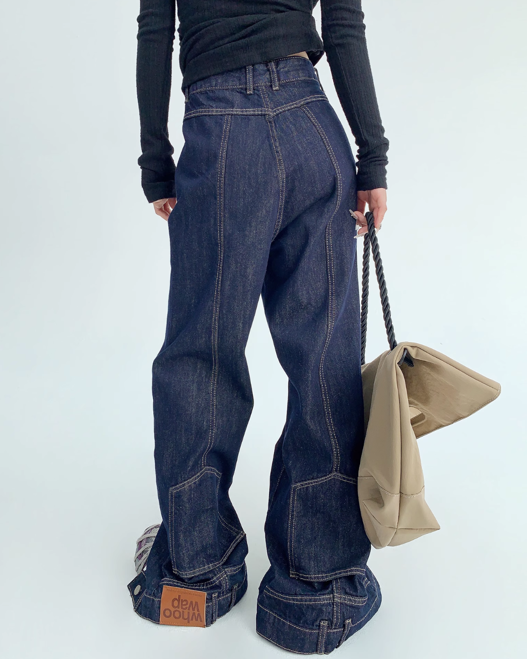 Stitch Design Wide Denim Pants YLS0540