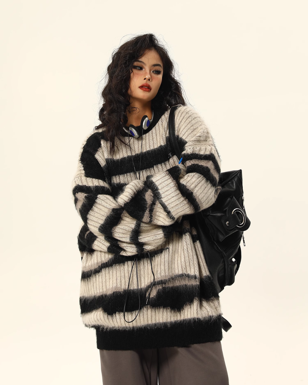 Zebra Loose Knit Tops WDZ0006