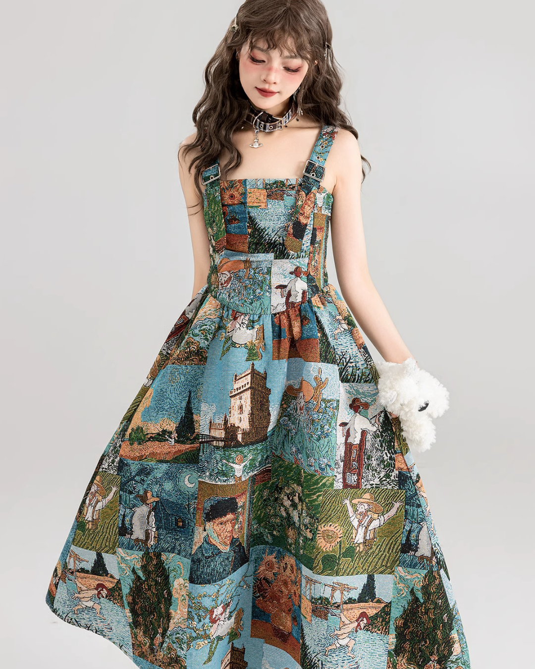 Retro Painting Flare Dress KIK0001