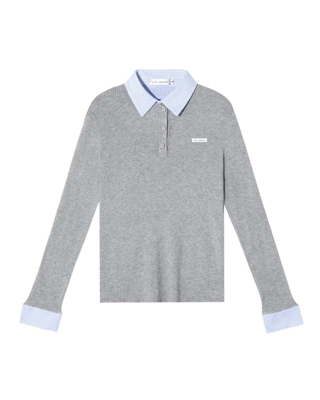 Striped Cat Ear Hoodie / Layered-Style Design Shirt ASG0076