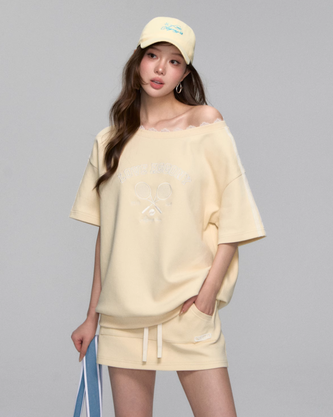 One Shoulder Sweat Top / Sweat Mini Skirt ASG0044