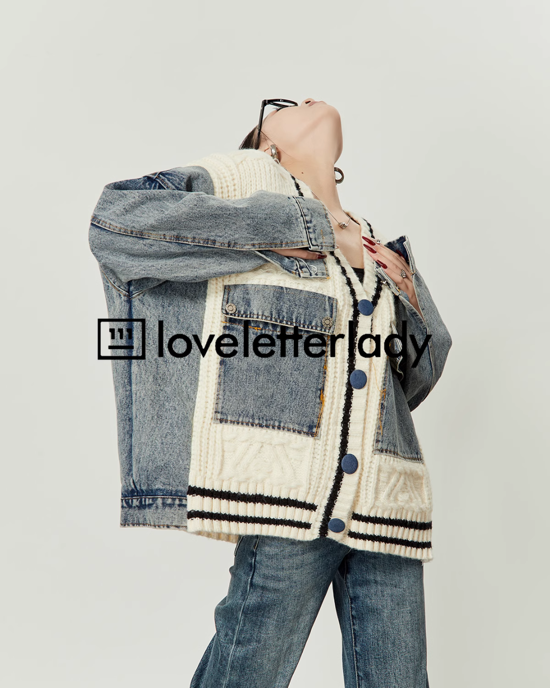 Vintage Stitched Denim Knit Jacket LLA0407