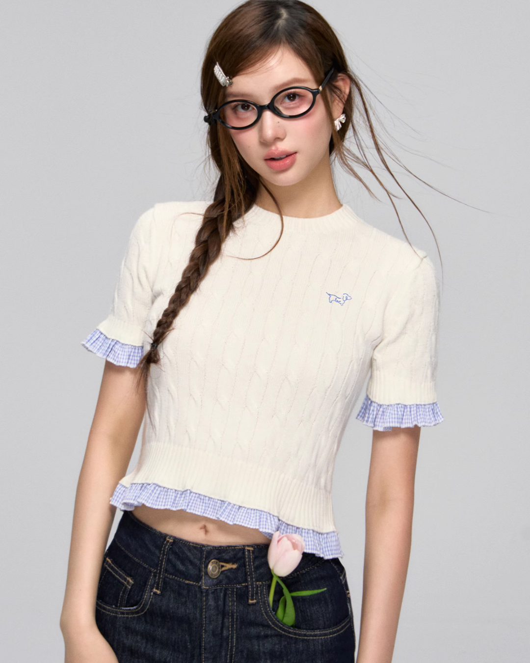 Cable Short Sleeve Knit ASG0027