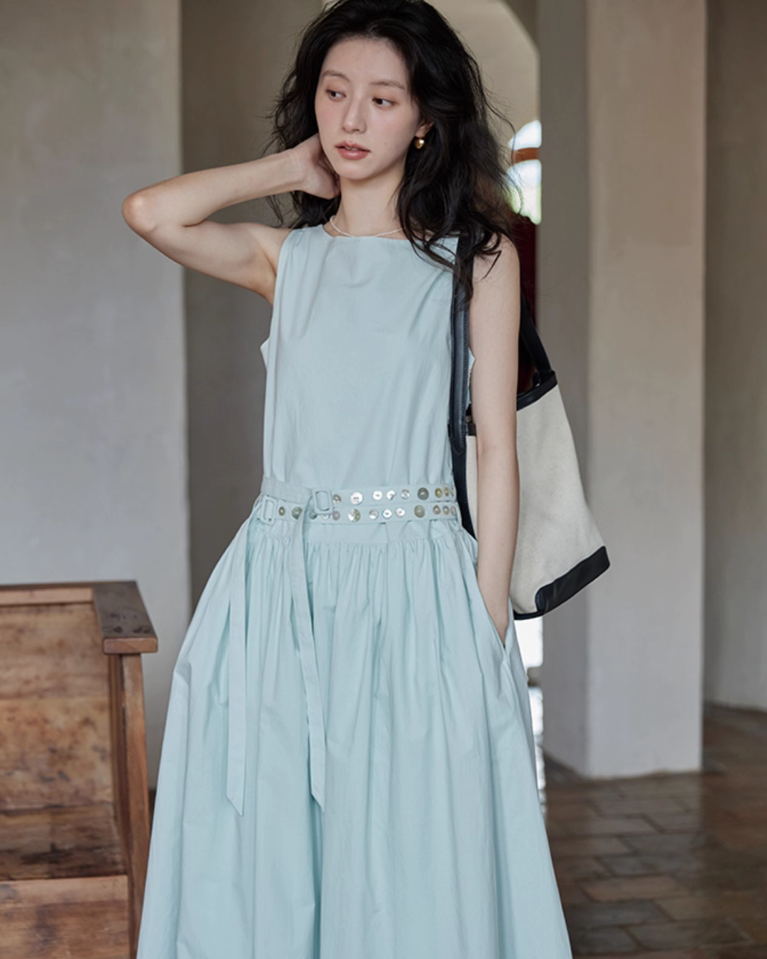 Two Stripe Belt Pastel Dress SMS0014
