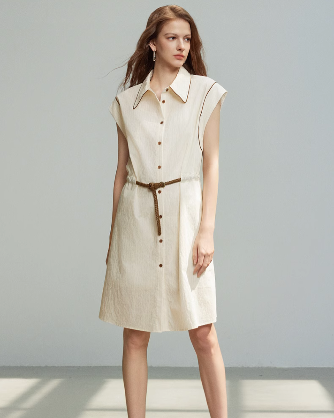 Sleeveless Belt Dress ELE0009