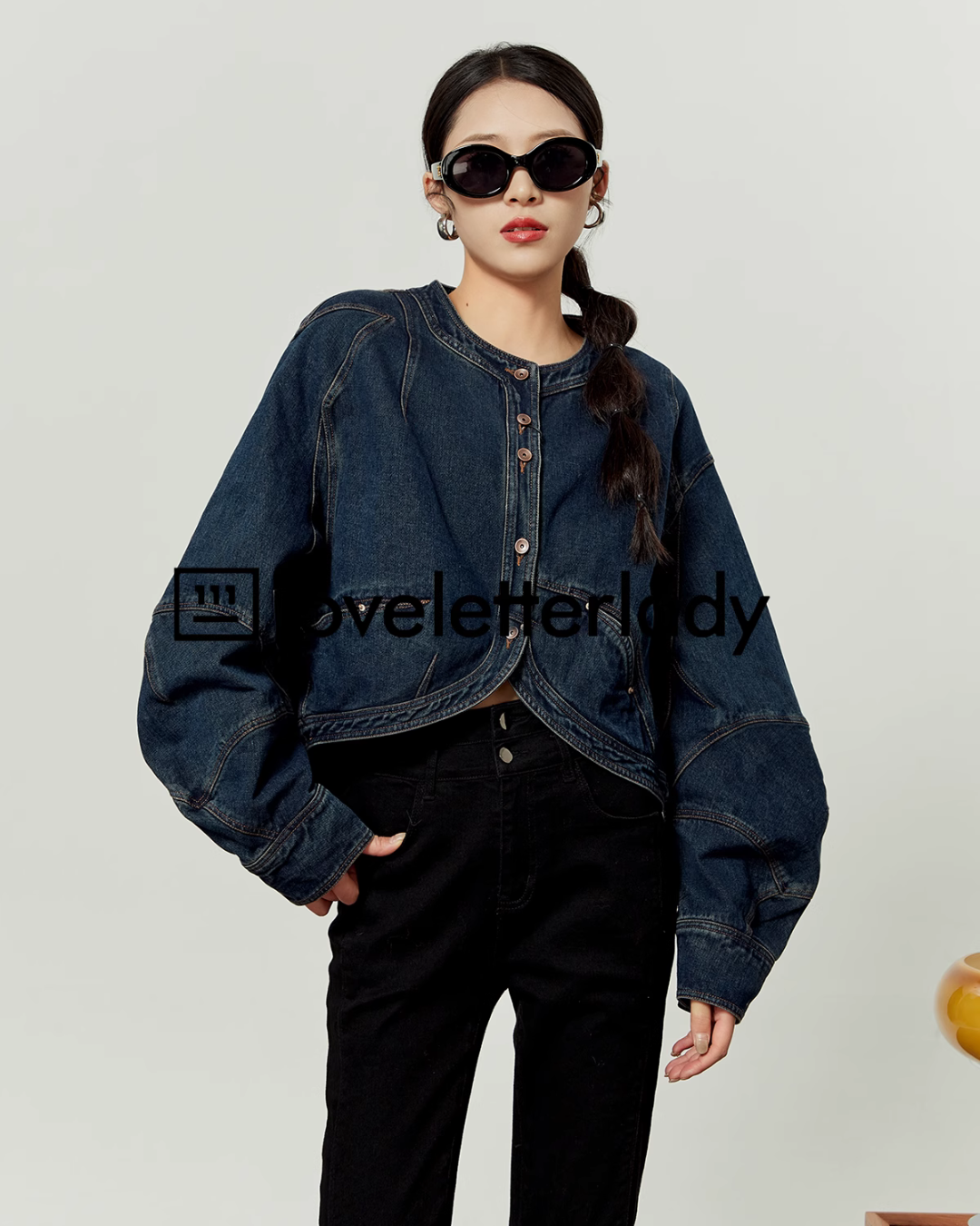 Round Neck Short Denim Jacket LLA0374