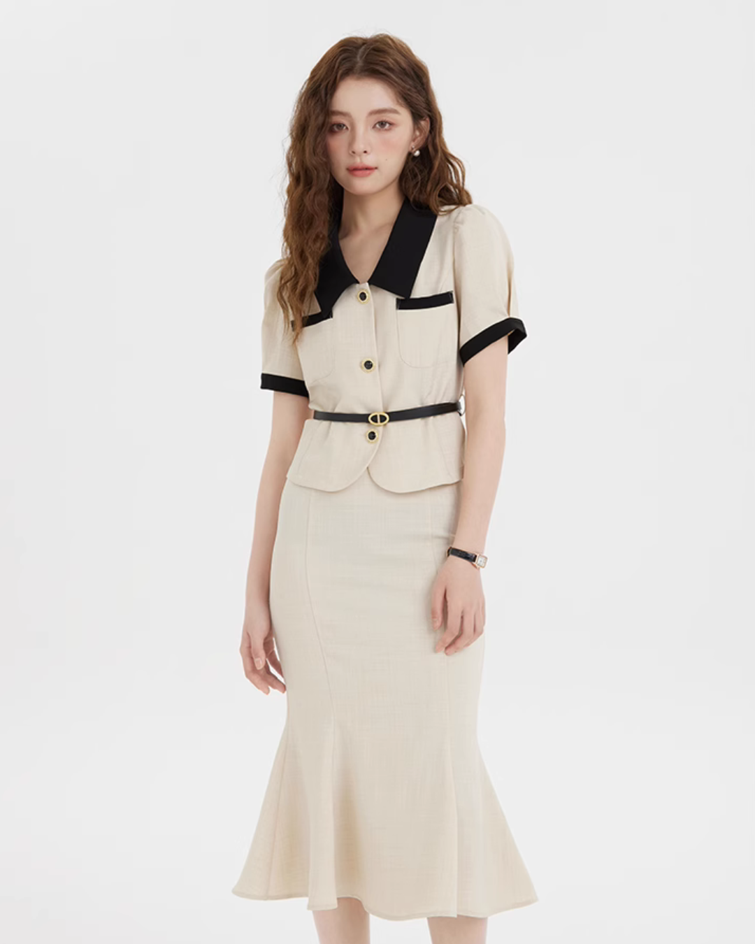 Color Blocked Tops & Line Flare Skirt LSN0002