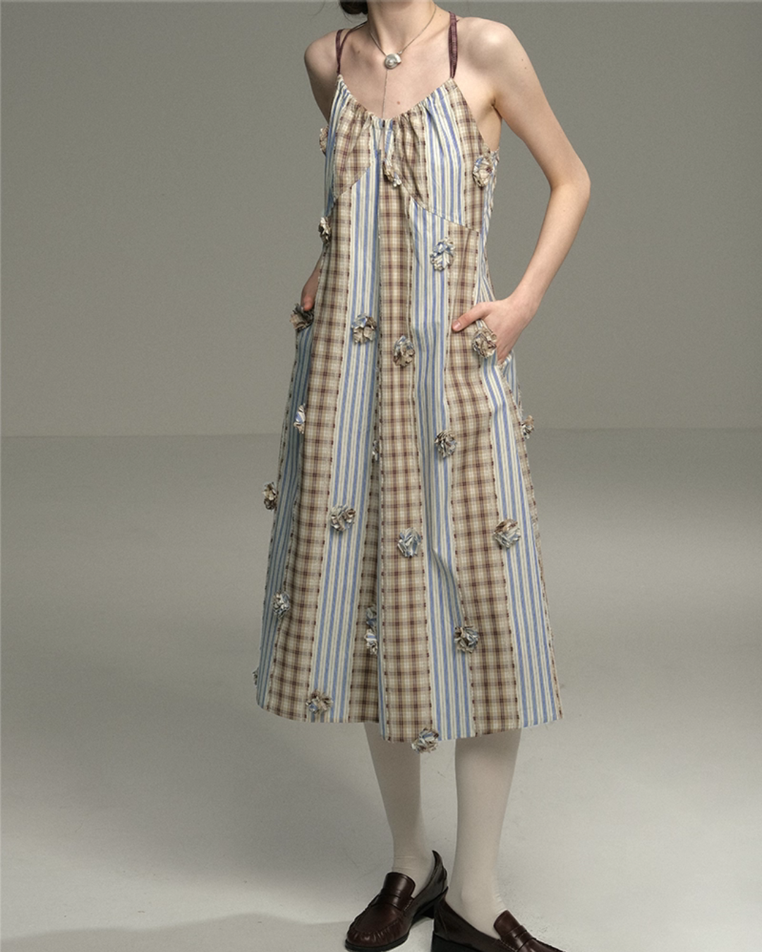 Patchwork Cami Long Dress USY0003