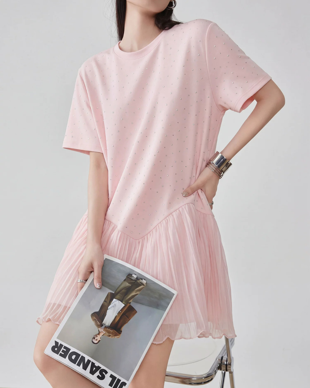 Pleated Docking Mini Dress FER0235