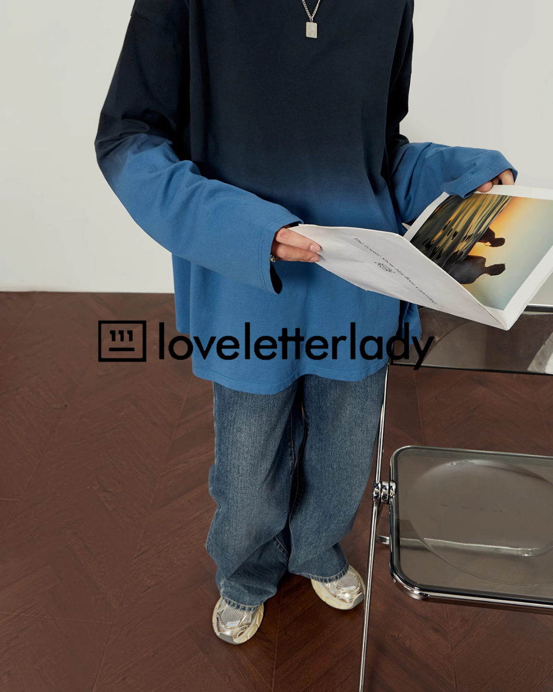 Crewneck Blue Gradient Knit LLA0411