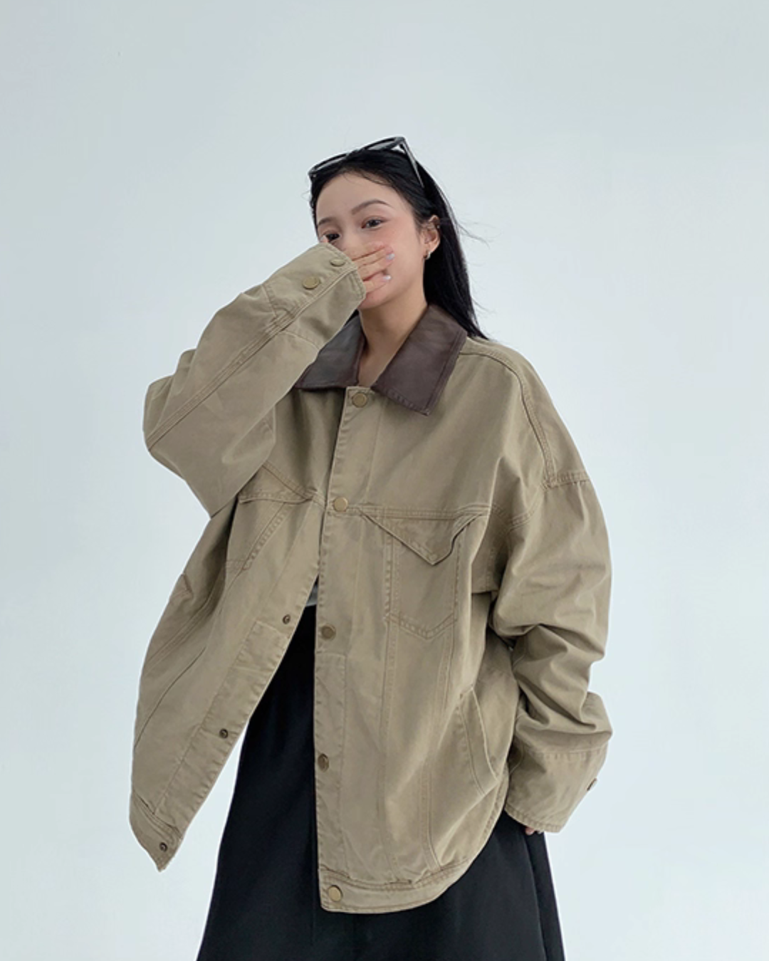 Leather Collar Military Jacket YLS0914