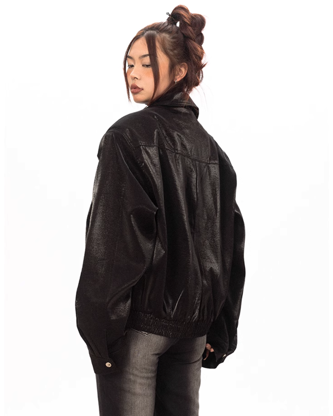 Metal Label Padded Shoulder Jacket BLB0029