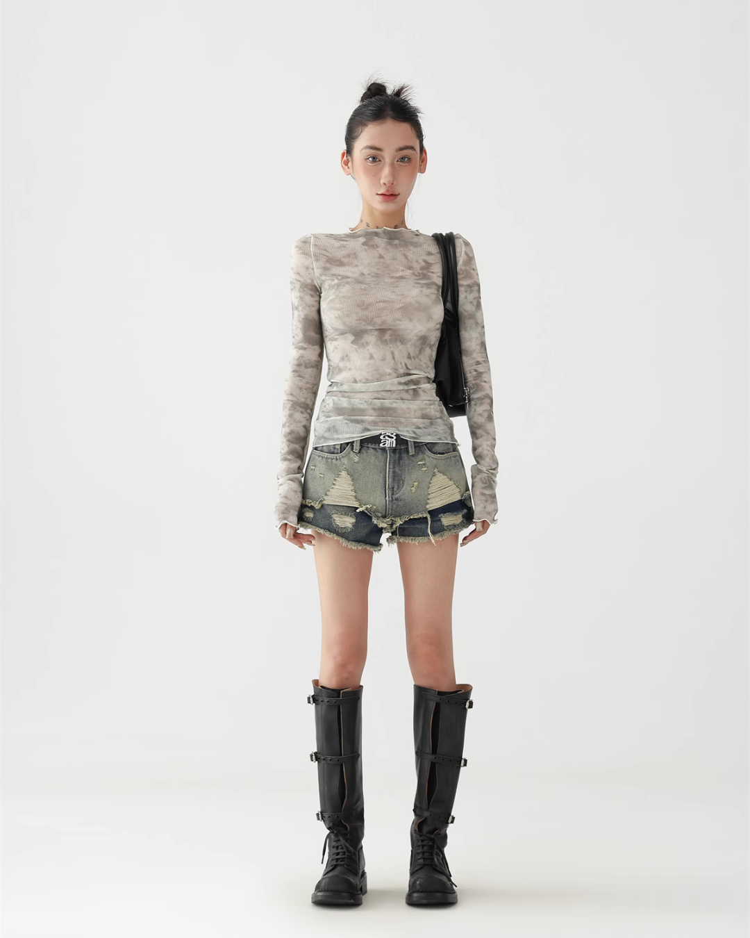 Tiedye Mesh Slim Long Sleeve Top ACS0250