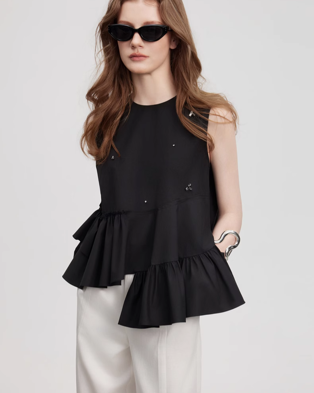 Asymmetrical Tiered Tank Top ELE0014