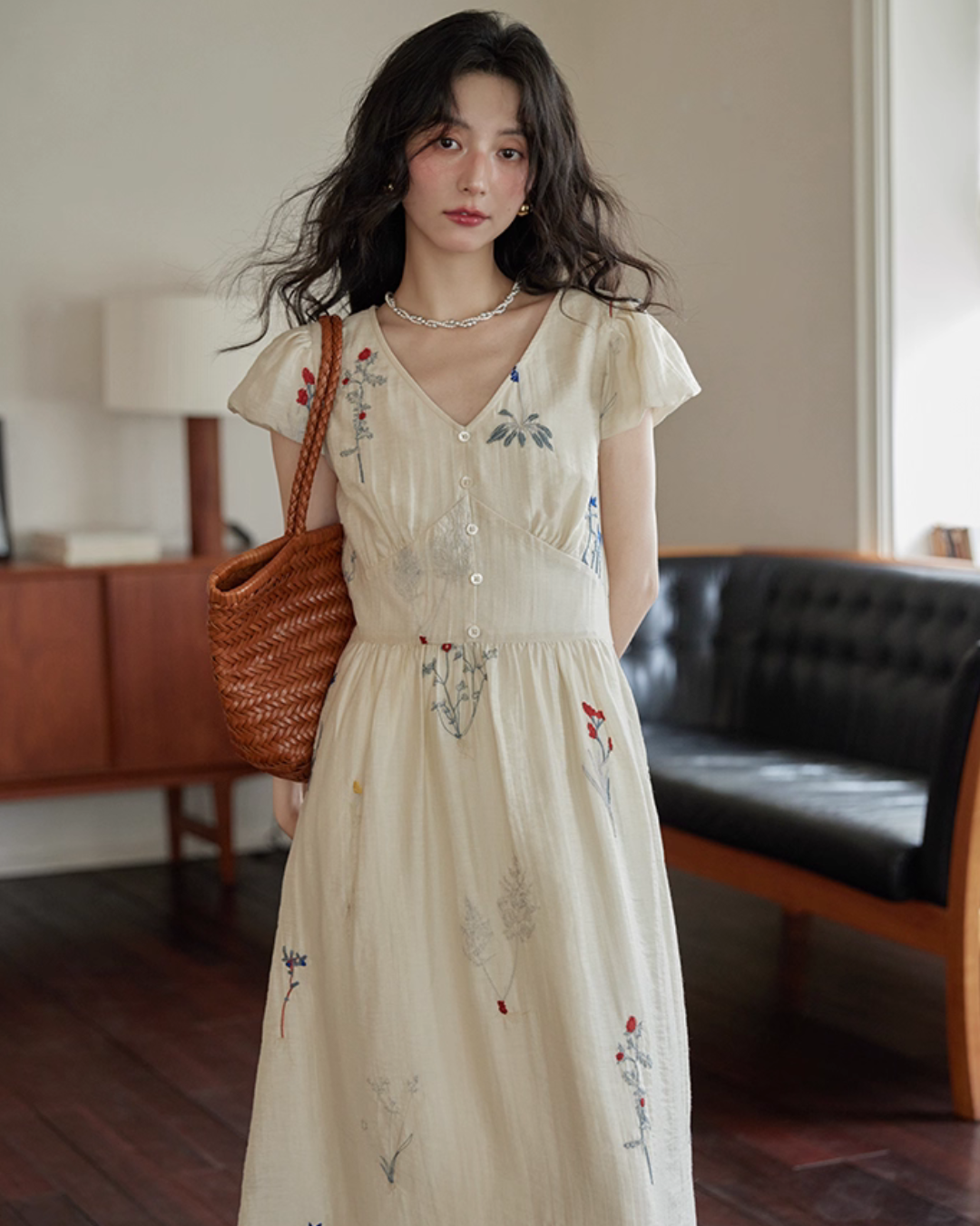 V-Neck Floral Flare Dress SMS0005