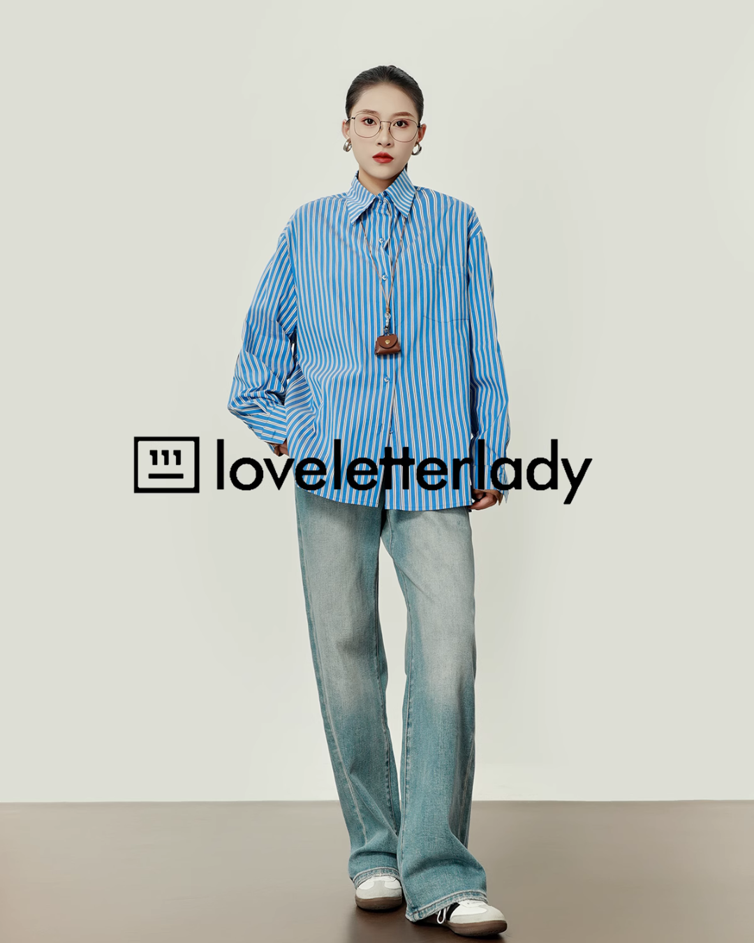 Blue Striped Patchwork Shirt LLA0415
