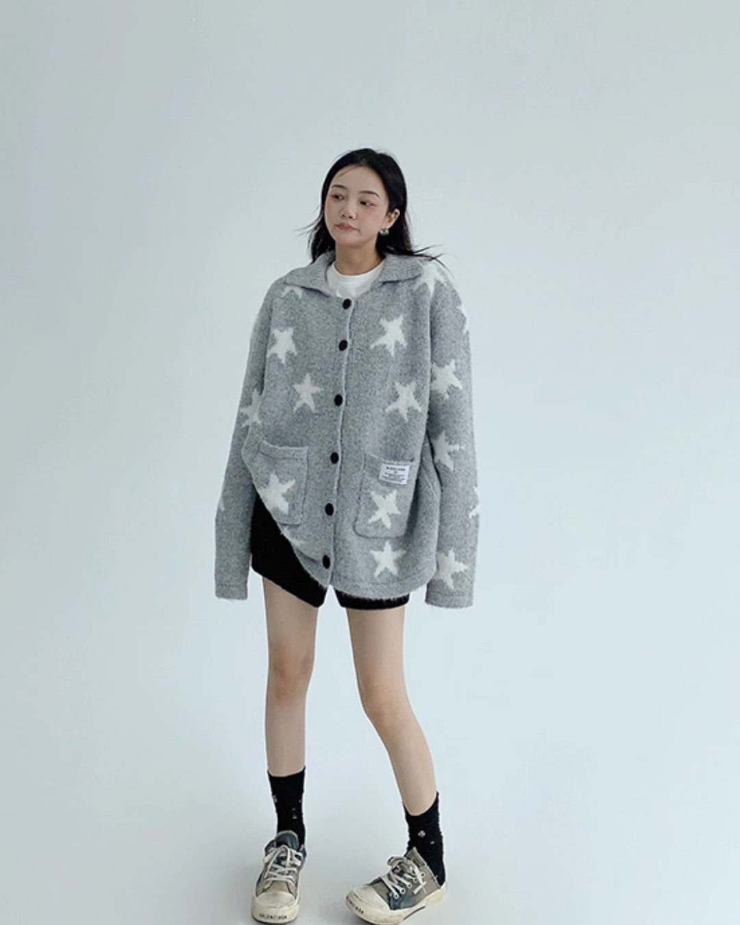 Star-Patterned Knit Cardigan YLS0952