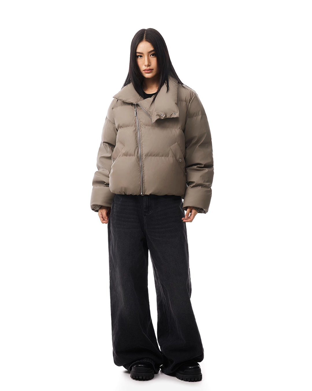 Zipper Stand Collar Short Down Jacket FDR0011