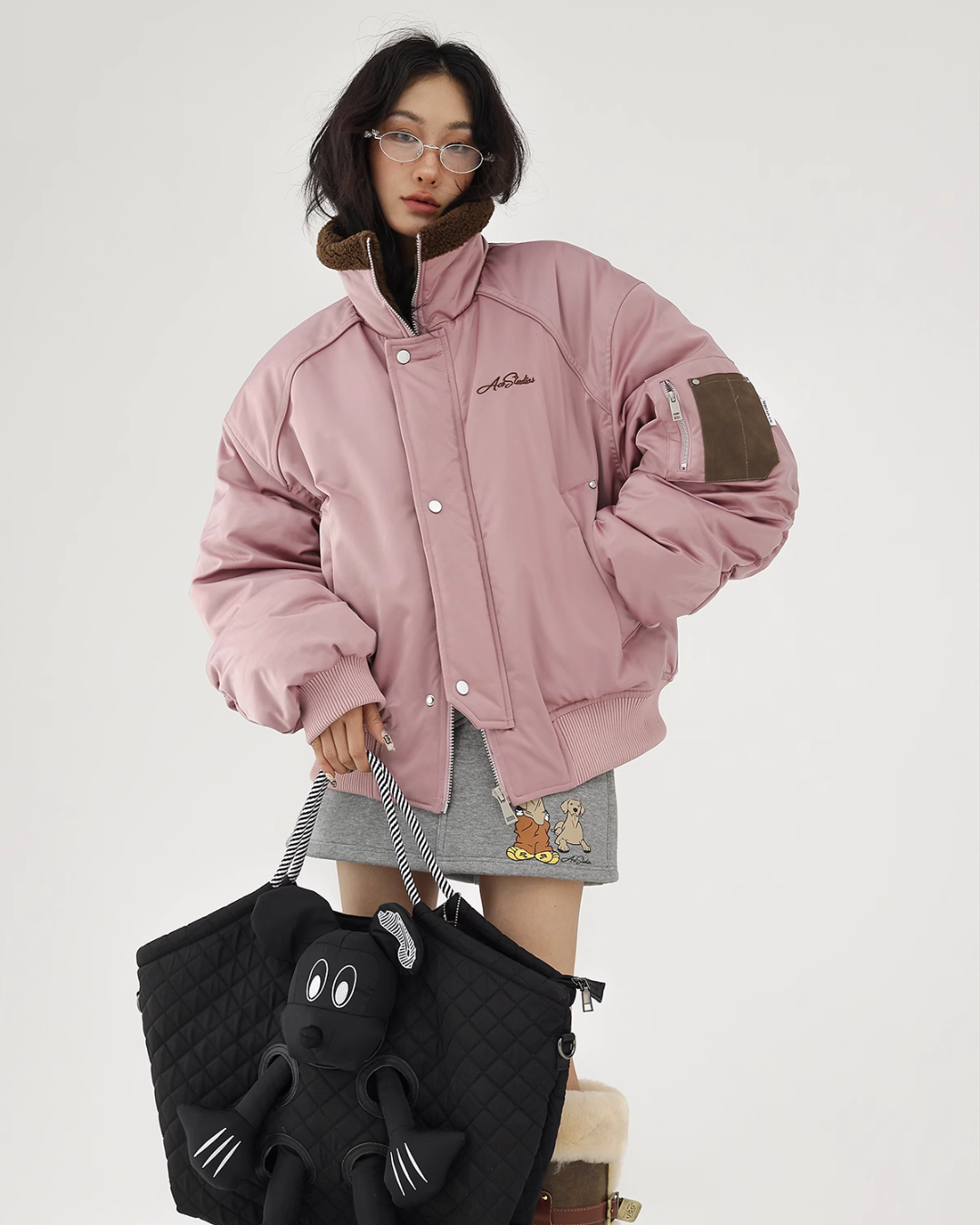 Boa Collar Back Logo Jacket ACS0212